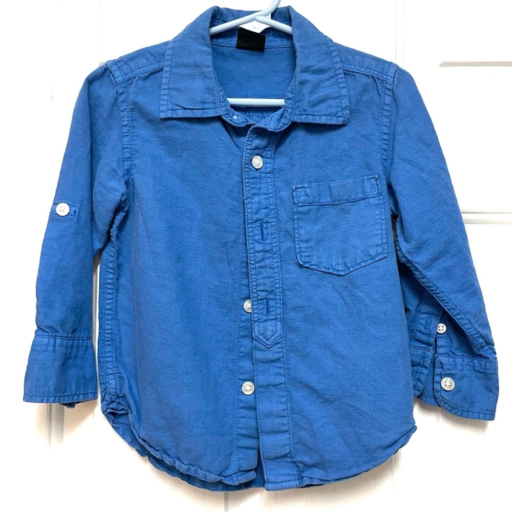 Kids Gap linen blend Blue Button-Up Shirt